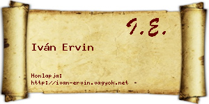 Iván Ervin névjegykártya