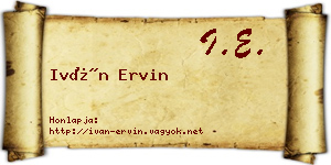 Iván Ervin névjegykártya